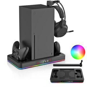 Xbox Series X /S 콘솔 및 컨트롤러용 냉각 팬 충전 스탠드, S /X용 수직 시스템 듀얼 충전기 스테이션