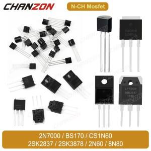 N 채널 MOSFET 트랜지스터 2N7000 BS170 CS1N60 2SK2837 2SK3878 2N60 8N80 TO-92 TO-3P TO-251 TO-220F