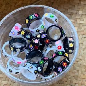 국내제작 반지 링 아크릴 플라워 꽃 염색 레이어드 데일리 포인트 소품샵 플리마켓 프리마켓 봄