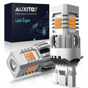 AUXITO 2Pcs T20 LED Canbus 하이퍼 플래시 없음 W21W 7440 앰버 자동차 방향 지시등 전구 오류  램프 12V