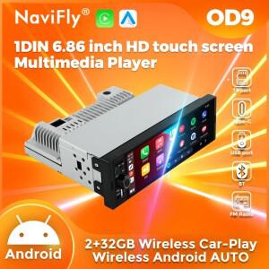 NaviFly  OD9 안드로이드 1DIN DVD 6.86 인치 HD 터치 스크린 스마트 시스템 멀티미디어 플레이어 GPS 네비