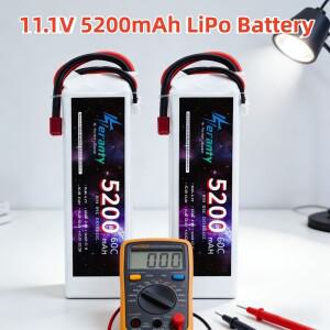 11.1V 배터리 3S 리포 5200mAh 60C RC 자동차 쿼드콥터 드론 비행기 헬리콥터용 XT60 딘스 T EC5 포함