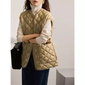 흰색 여사친 트렌디 아이템 조끼 패딩 경량 구스다운 추동 집업 95 HT4