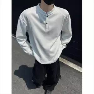 남자 캐주얼 가을 맨투맨 후드 헨리넥 솔리드 빅사이즈 상의 DUCHI3