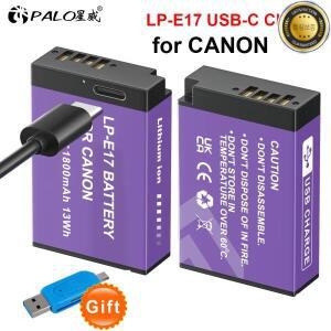 PALO 1800mAh LPE17 LP 배터리 Canon EOS RP 200 250D M3 M5 M6 T6i 800D 77D 용 USB-C 입력 포함
