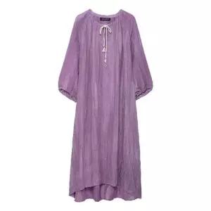 원피스 여친 빈티지 가을 캐주얼 가을원피스 하객 린넨 나염 라운드 끈 긴팔 롱스커트 ADOR3