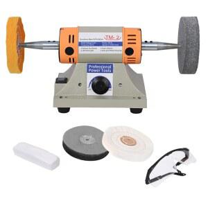 4인치 주얼리 폴리셔 - 2개의 천 휠, 연마 안전 안경 및 주얼리, 치과, 금속, 제이드 연마용 복합재를 갖춘