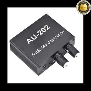 AU-202 2 입력 출력 스테레오 믹서 오디오 디스트리뷰터 헤드폰용 외부 파워 앰프 볼륨 단독 제어