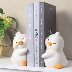 화이트 오리 디자인 북앤드 책정리 데스크탑 인테리어 장식 북엔드 용품 소품