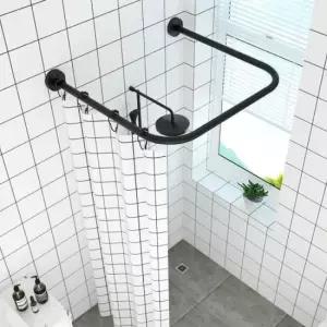샤워커튼봉 키밍 욕실 ㄷ자 코너 곡선봉 블랙 110cm