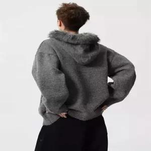 남자 니트 빈티지 집업 카디건 후드 퍼 탈부착 admr1