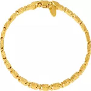 라이프타임 주얼리 여성 골드 발찌 4mm 다이아몬드 컷 스타 플랫 링크 체인 발목 팔찌 24k 도금