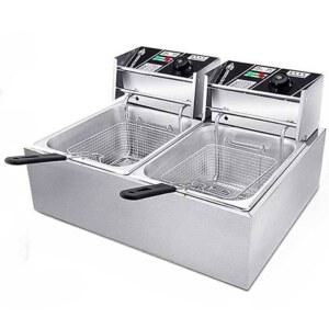 탁상형 전기 튀김기 2구 호프 감자 기름배출망 기계 돈 탁상 분식집 가로형 돈가스
