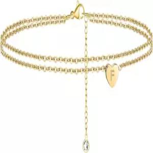 여성용 투란도스 하트 이니셜 발목 팔찌 14K 골드 충전 핸드메이드 앙증맞은 레이어드 발찌 편지 비치