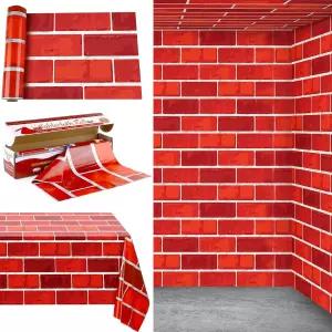 코초리 100피트 x 54인치 빨간색 벽돌 벽 배경 식탁보 롤 커터 박스 일회용 포장 테이블 커버 크리스마스