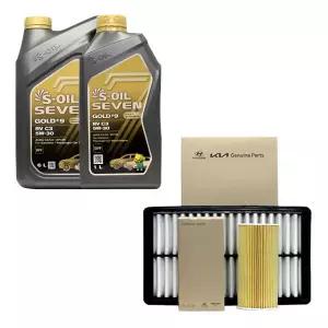 SOil 올뉴카니발 디젤 엔진오일 에스오일 세븐골드RV 5W30 7리터 순정 오일필터 에어필터