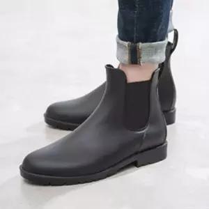 여성 캐주얼 낮은굽 캐주얼 장마 레인 부츠 블랙