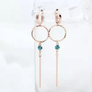 골드핀귀걸이 금침 오르넬라 로즈골드 원터치 스틱 드롭 귀걸이 14K