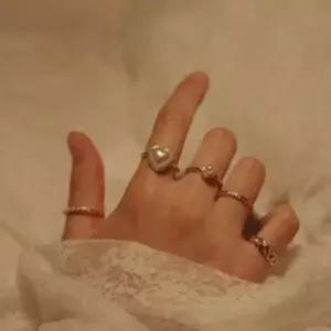 구슬반지 GGD 진주 빅 하트 반지세트 (5pcs)