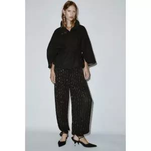 ZARA 울 케이프 벨트 쇼트 코트 - 블랙 579654