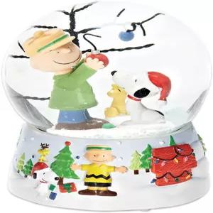 로만 피너츠 스누피와 찰리 브라운 100mm O 크리스마스 트리 뮤지컬 워터 글로브