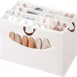 옷장용 STO 신발 정리함 최대 16켤레 착용 가능 조절 칸막이가 있는 XL 상자 용기 투명 커버 보관함 및