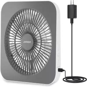 점시온 소형 박스 선풍기 3단 속도 및 8시간 저항 타이머가 있는 창문 DC 어댑터로 구동되는 강력한 공기