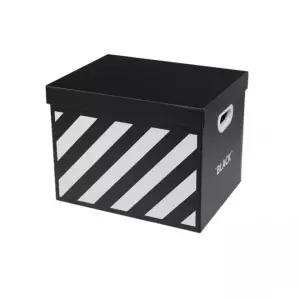 다용도 수납 종이 정리함 소품수납 리빙박스 보관함 44x33x33cm 블랙스트라이프