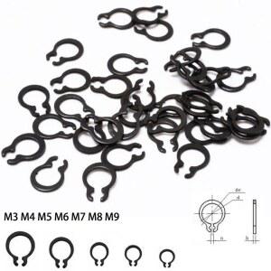 25pcs M3 M9 Circlip 세트 외부 고정 E 형 클립 스냅 링 구색 구멍 샤프트 칼라 와셔
