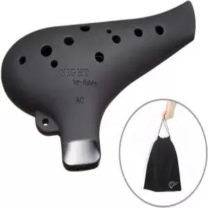 NIGHT 바이 노블 플라스틱 오카리나 AC 톤 블랙 및 오리지널 벨벳 소재 캐리백 세트(블랙)