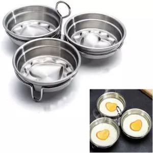 스테인리스 스틸 밀렵꾼 3컵 수란 메이커 전자레인지 스토브탑 찜기용 랙이 있는 논스틱 찜기