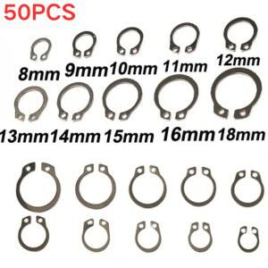 50PCS Circlip 세트 외부/내부 고정 C 형 Cir 클립 스냅 링 구멍 샤프트 칼라 와셔 스테인레스 스틸