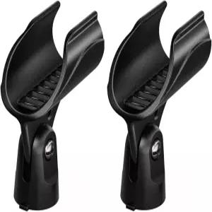 슈어 QLXD2/SM58 핸드헬드 송신기용 일반 WA371 무선 마이크 클립 홀더 클램프 2팩 블랙 MS-WA371