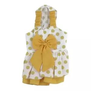 [반려] 1P 원피스 옐로우 패션 리본 여름 도트 강아지 드레스