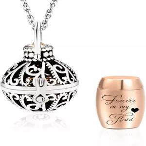 그레드스타 빈티지 속이 빈 꽃 항아리 목걸이 영원히 내 마음속에 기념 로켓 펜던트 유품 화장 보석