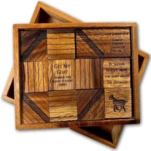 클래식 우드 슬라이딩 블록 퍼즐 - 겟 마이 염소 크래하우스에서 만든 브레인 티저