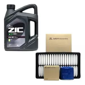 ZIC 아반떼AD 가솔린 엔진오일 지크 X7 제로 0W30 4리터 순정 오일필터 에어필터