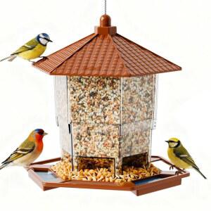 야외용 YIEACH 모이통 있는 새집 시더 쉽게 가제보 블루 호퍼 대형 야외용 느낄 다람쥐 위한 방지 카디널 갈색을 레드 야생 씨앗 제이 조류를 나무 매달린
