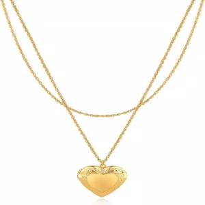 샨티슨 여성용 하트 로켓 목걸이 14K 골드 도금 사진 레이어드 페던트 포토 생일 선물 보관