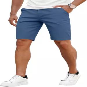 남성용 슬림핏 9인치 면반바지 스판 스트레치 치노 팬츠 캐주얼 5부 여름 반바지 골프웨어