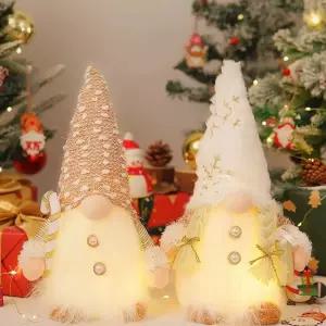 인형 장식 귀여운 산타 조명 그레이 수염 모자 선물