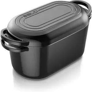 에나멜 더치 오븐 - 뚜껑이 있는 3.5Qt 주철 냄비 사워도우 빵 굽기용 팬 슬로우 쿠커 듀얼 핸들 로스팅 및