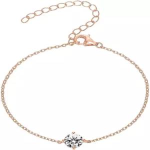 파보이 14K 골드 도금 큐빅 지르코니아 솔리테어 다이아몬드 팔찌 신부 들러리 여성용 커브 케이블