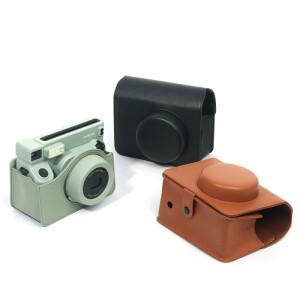 Fujifilm Instax Wide 400 용 레트로 카메라 가방 어깨 끈 포함 PU 솔리드 컬러 가죽 커버 보호 케이스