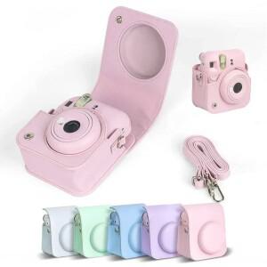 Instax Mini 12 카메라 케이스 용 어깨 끈이있는 Fujifilm 필름 가방 PU 가죽 소프트 보호 Trave Bag