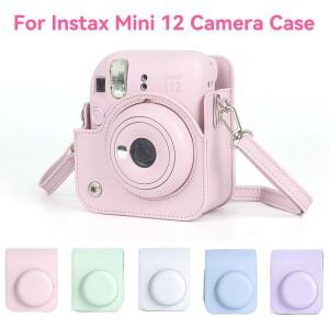 Instax Mini 12 카메라 케이스 용 어깨 끈이있는 Fujifilm 필름 가방 PU 가죽 소프트 보호 Trave Bag