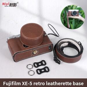 XE-5 PU 카메라 하프 케이스 레트로 리치 패턴 베이스 후지필름 미러리스 보호 쉘 숄더 스트랩