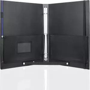 무칭 대형 블랙 합창 음악 폴더 링 바인더 3개 무대 공연을 위한 핸드 스트랩과 리텐션 있는 PU 피아노