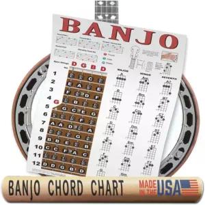 밴조 포스터 - 코드 롤 프렛보드 노트 신곡 음악에 의한 오픈 G 튜닝 11x17 쉬운 초보자 지침 차트