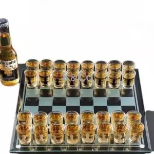 체스 35x35cm 크리스탈 체스판 술게임 보드게임 술내기 술잔 투명